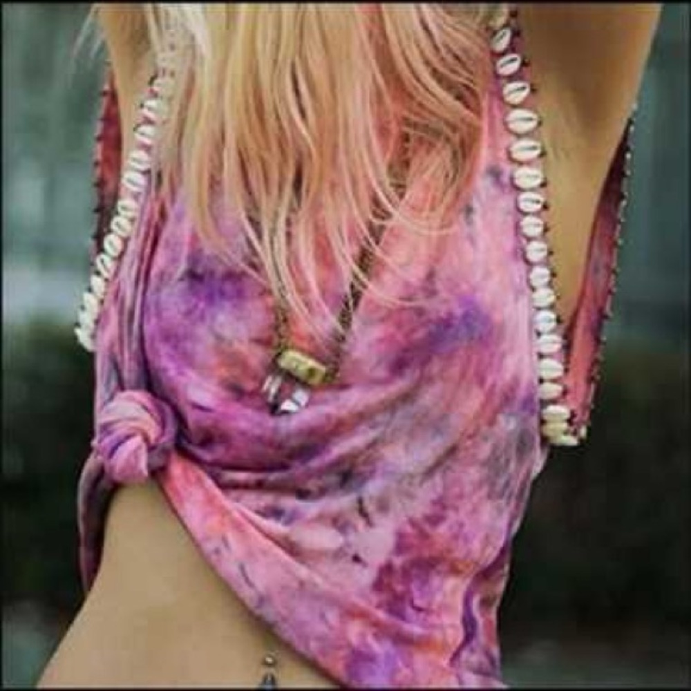 Spell vintage hanalei sugar fox beaded cowrie tie dye tank top